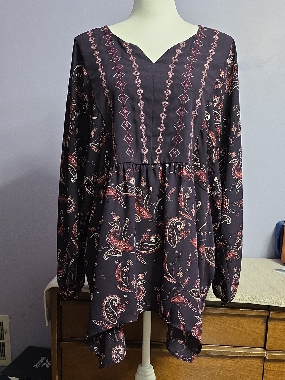 Style & Co. Purple Tunic Top with Pink Paisley Print